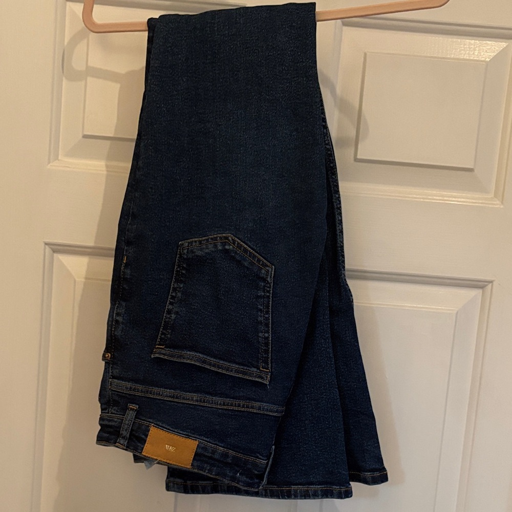 Zara Women's Dark Blue Flare Jeans